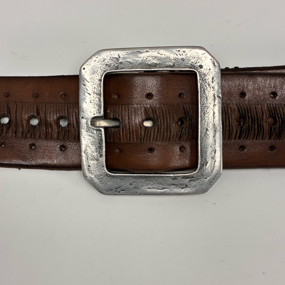 John Varvatos Collection Brown Leather Belt Size 34 - Picture 7 of 8
